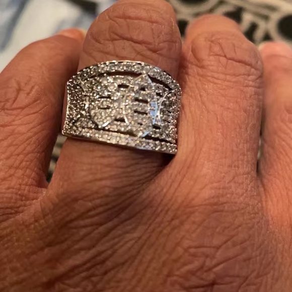 New 925 Silver Sparkling Micro Pave Diamond Band Ring - Picture 6 of 6